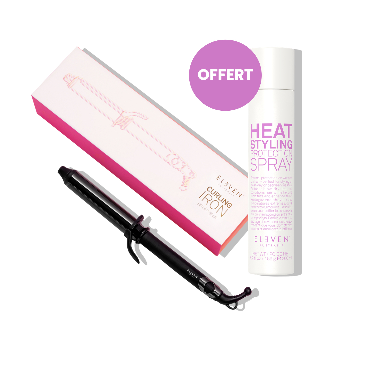 CURL IRON + HEAT PROTECTION FREE